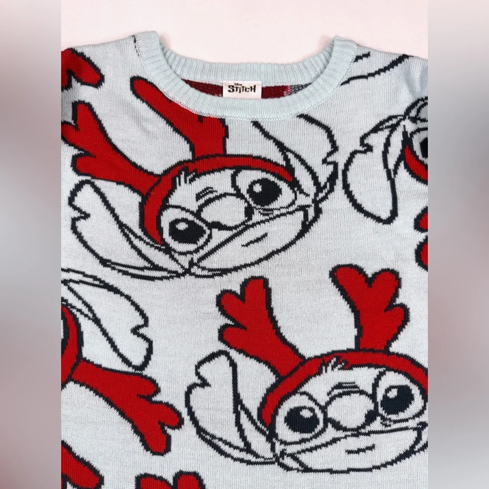 DISNEY LILO & Stitch Girls’ Stitch Printed‎ Knit Sweater Dress Christmas 6/6X